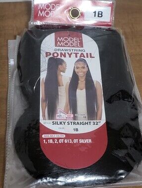 Model Model Drawstring Ponytail Long Extension Hairpiece Silky Straight Yaky 32″